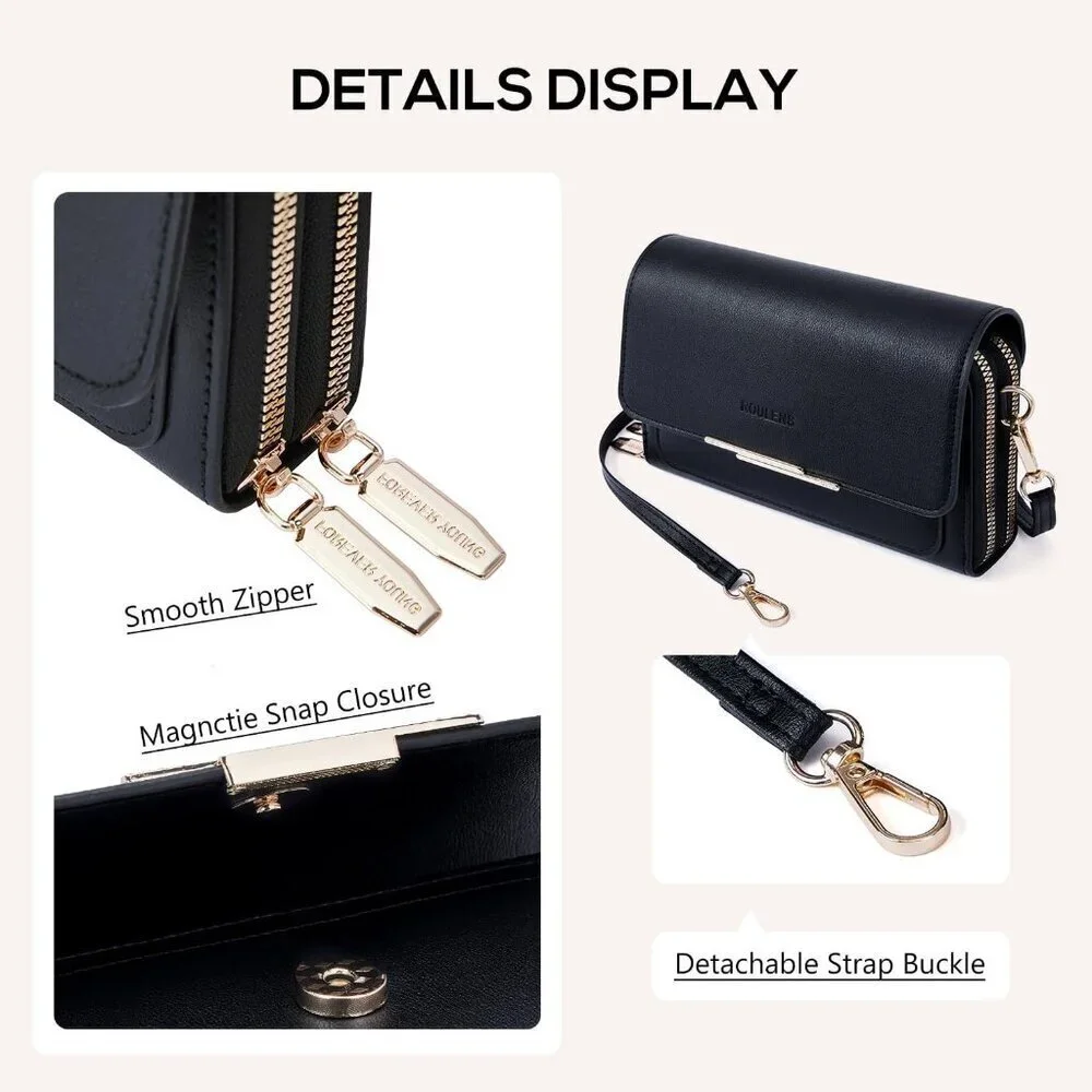 Small Crossbody Bag for Women PU Leather Compact Phone Wallet with Card Slots